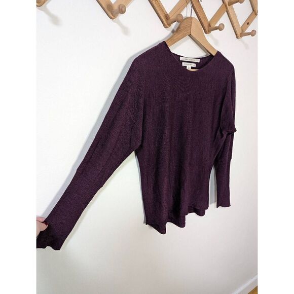 Max Studio Plum Purple 100% Extrafine Merino Wool Long Sleeve Top - Size L - Picture 2 of 5